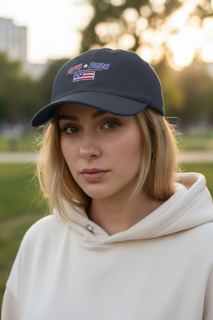 1776 2026 Flag Dad Cap Embroidered Patriotic Birthday Baseball Hat - Mutantur Labs LLC