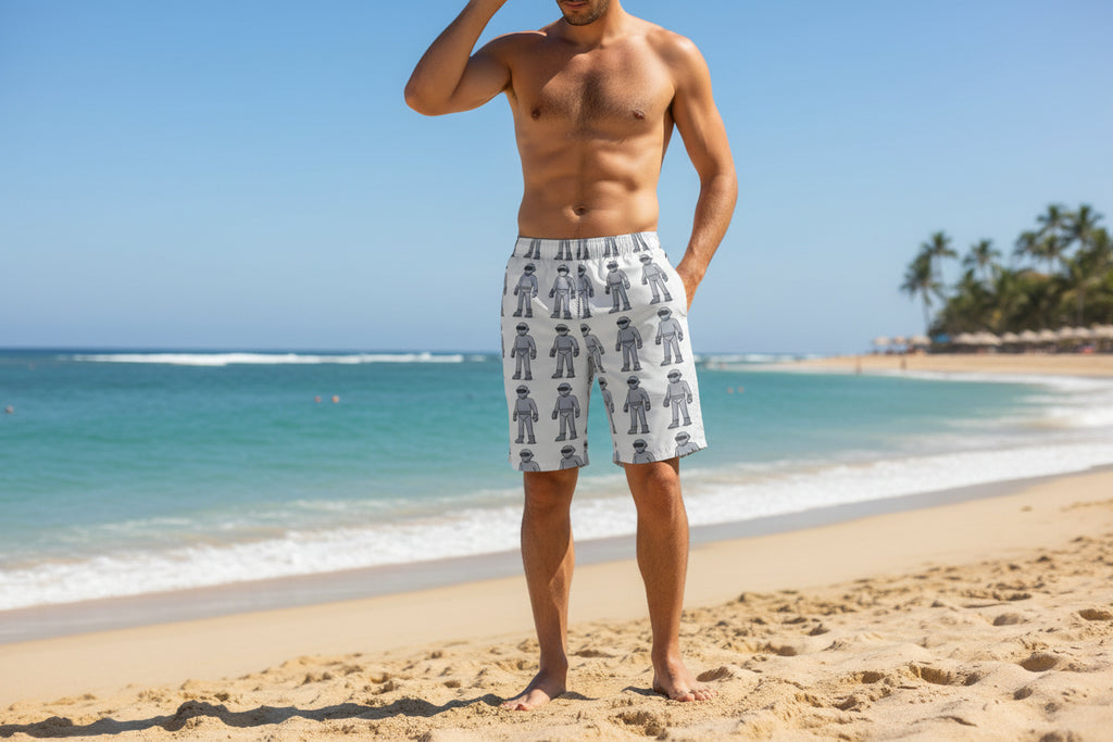Got Gort Robot Board Shorts – Men’s Sci-Fi Swim Trunks - Mutantur Labs LLC