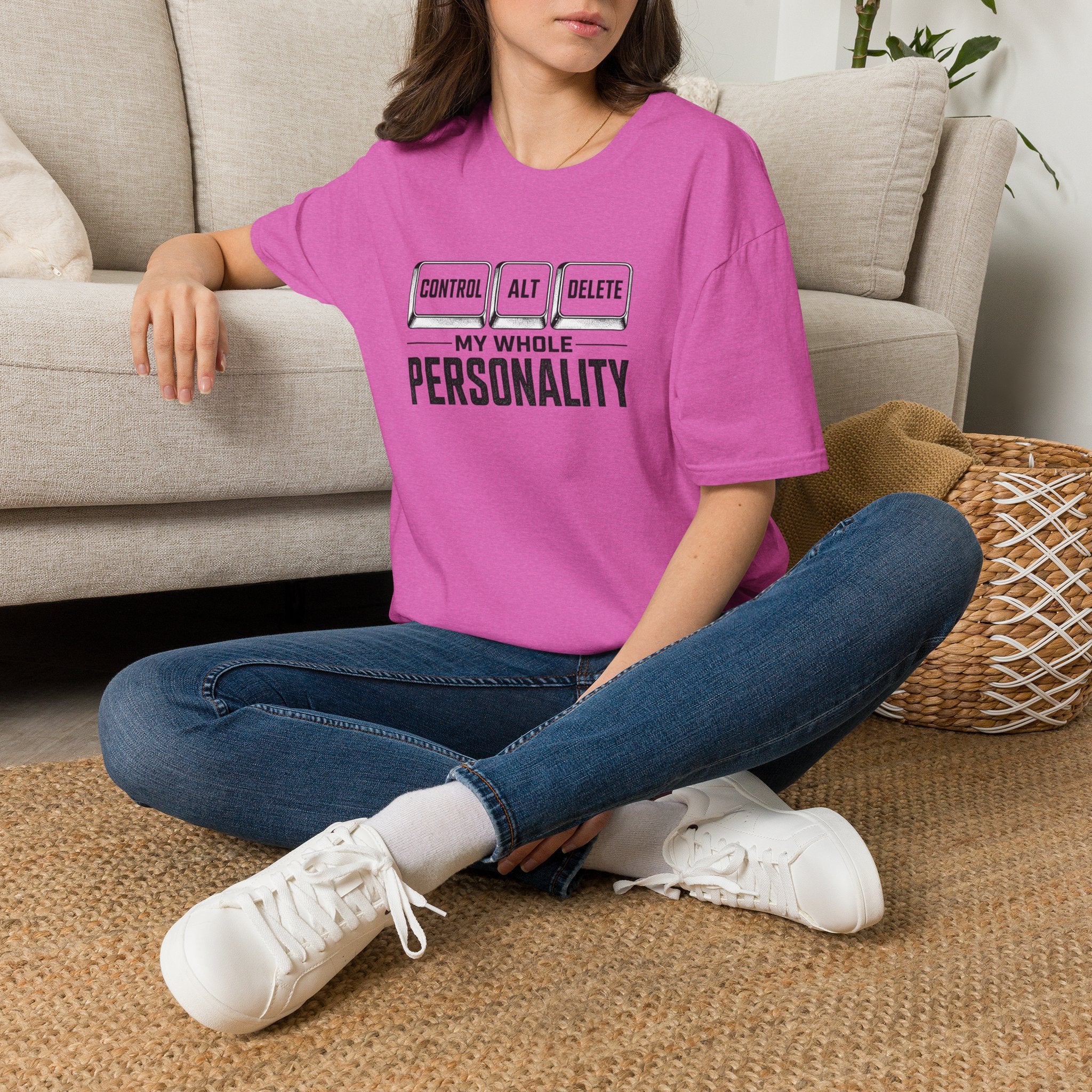 "Control Alt Delete My Whole Personality" Funny Tech Geek Graphic Tee