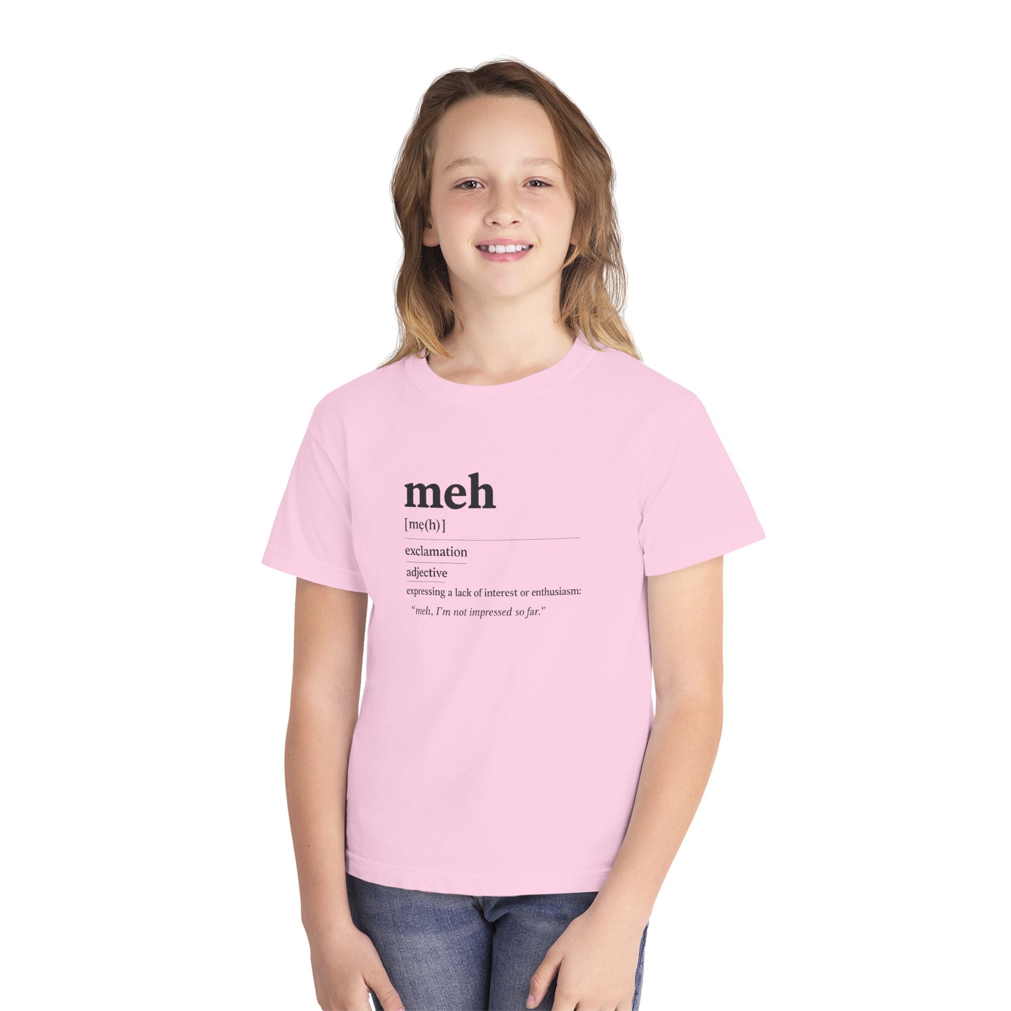 Youth “Meh” Definition T-Shirt — Funny Minimalist Kids Graphic Tee - Mutantur Labs LLC