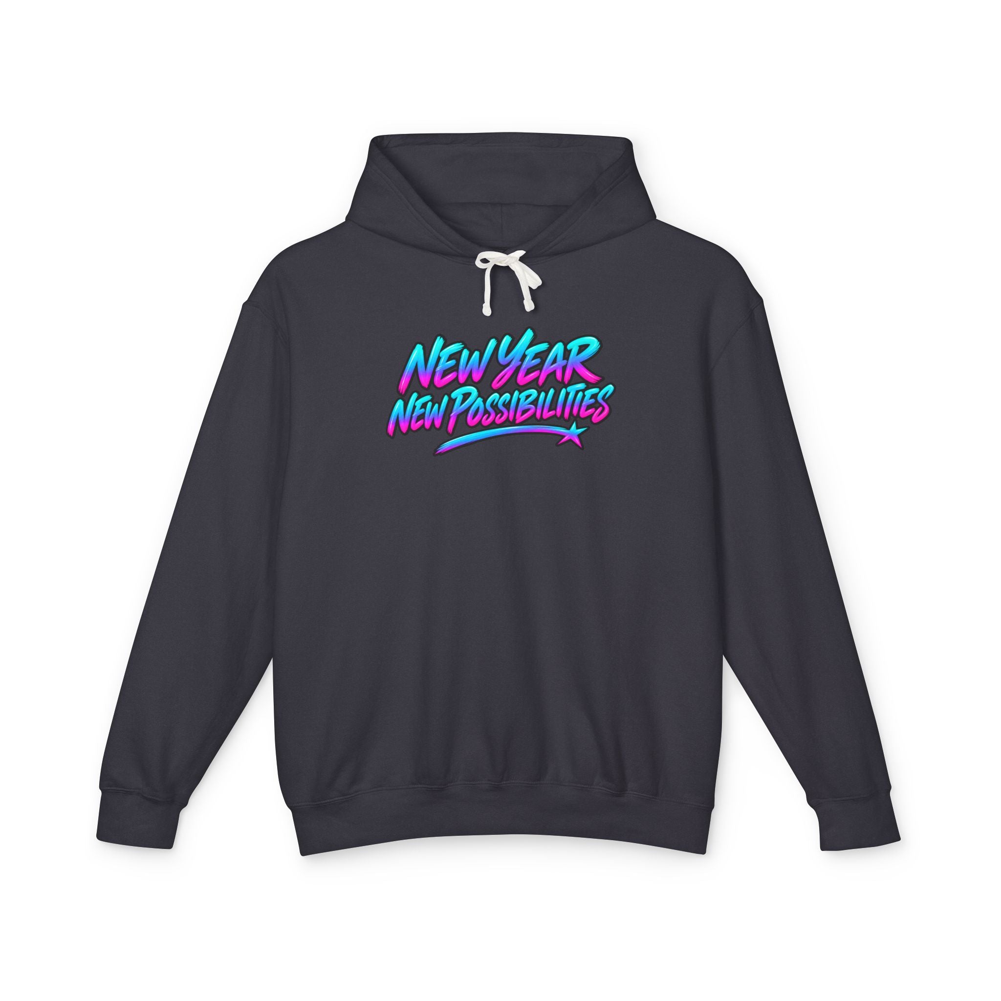 Black hoodie with graphic design on the back on a white background