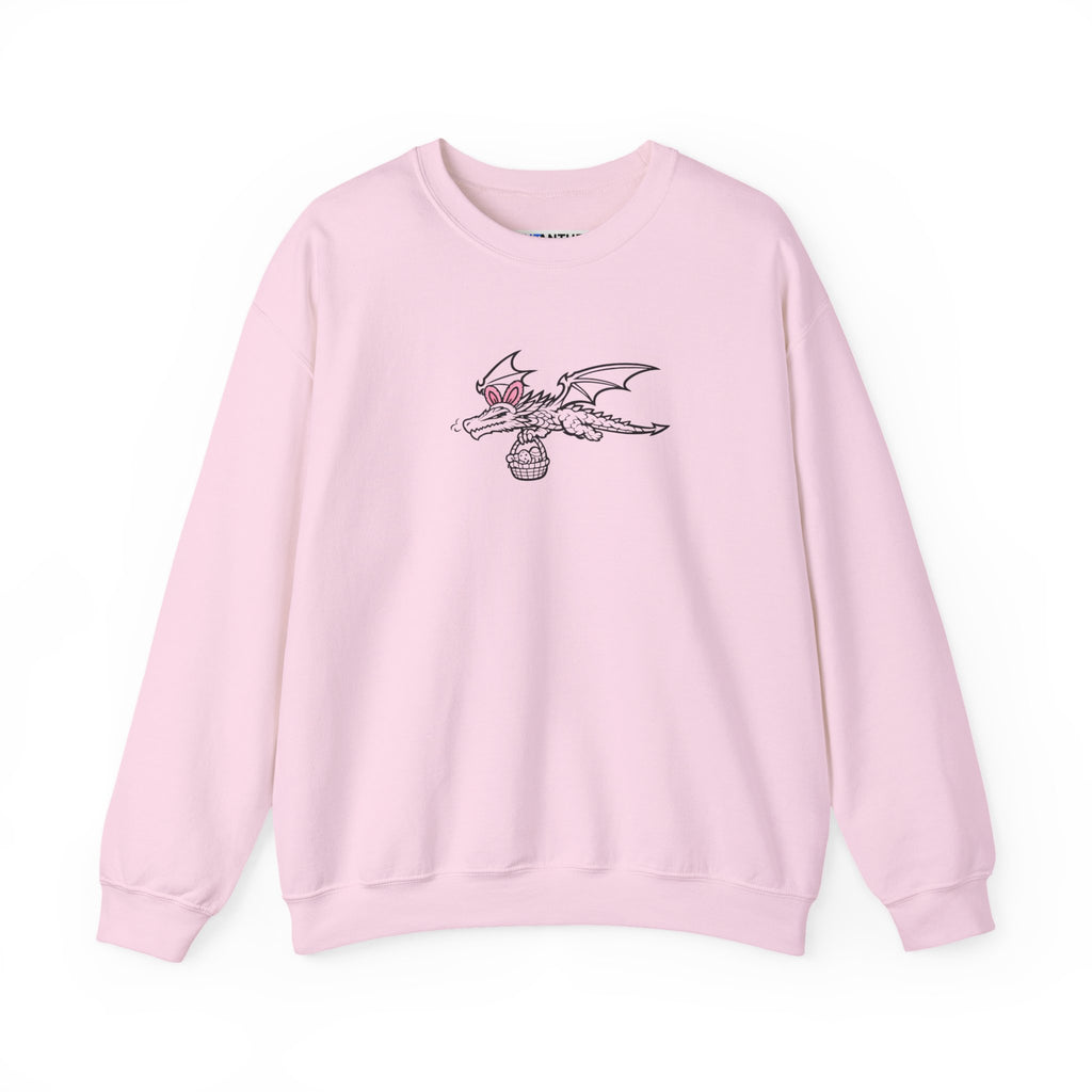 Easter Dragon Holding Easter Basket Crewneck Sweatshirt - Mutantur Labs LLC