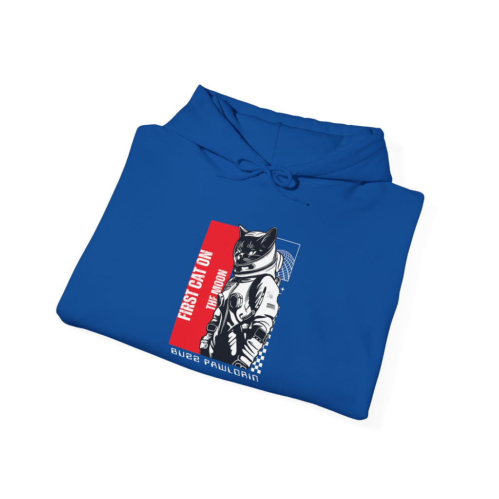 First Cat on the Moon Buzz Pawldrin Astronaut Graphic Unisex Hoodie, - Mutantur Labs LLC