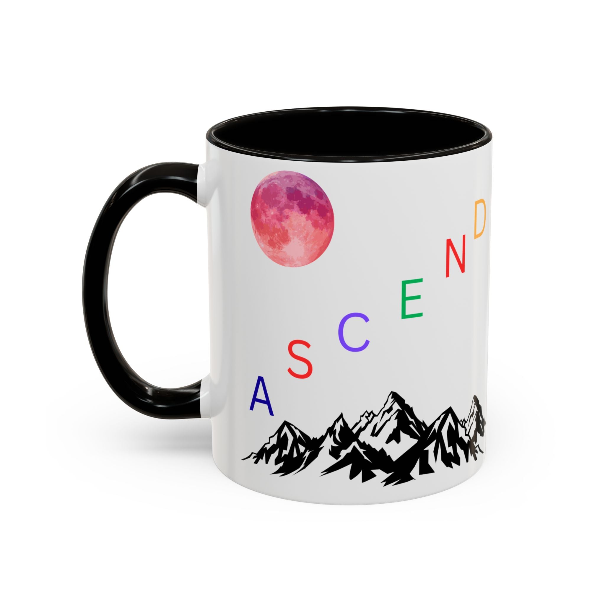 Ascend Mountain Moon Mug — Inspirational White Ceramic Coffee Cup - Mutantur Labs LLC