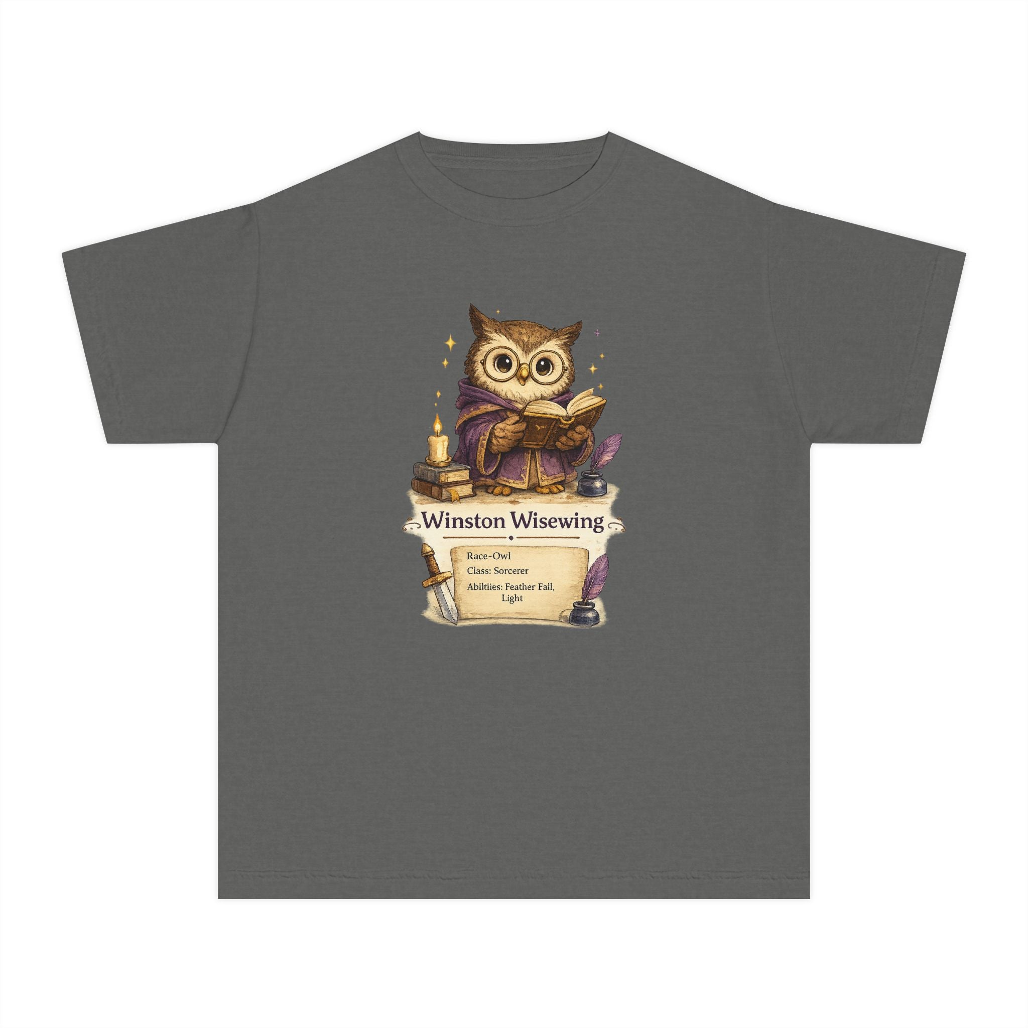 Winston Wisewing Cute Sorcerer Owl Kids Character Tee