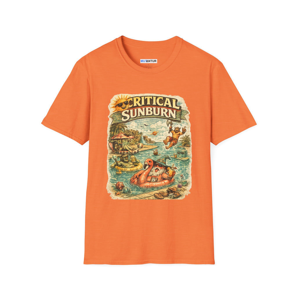 Critical Sunburn Beach T-Shirt – Retro Tropical Vacation Graphic Tee - Mutantur Labs LLC
