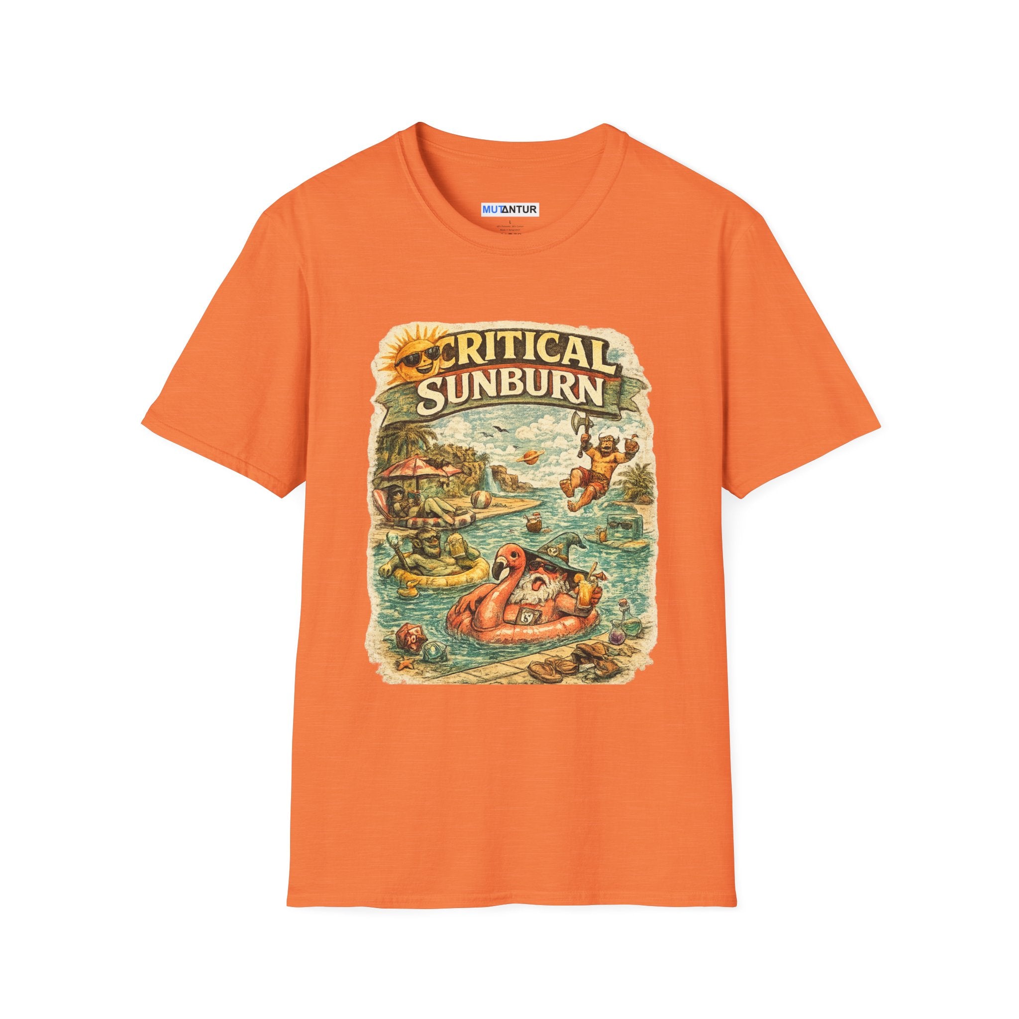 Critical Sunburn Beach T-Shirt – Retro Tropical Vacation Graphic Tee - Mutantur Labs LLC