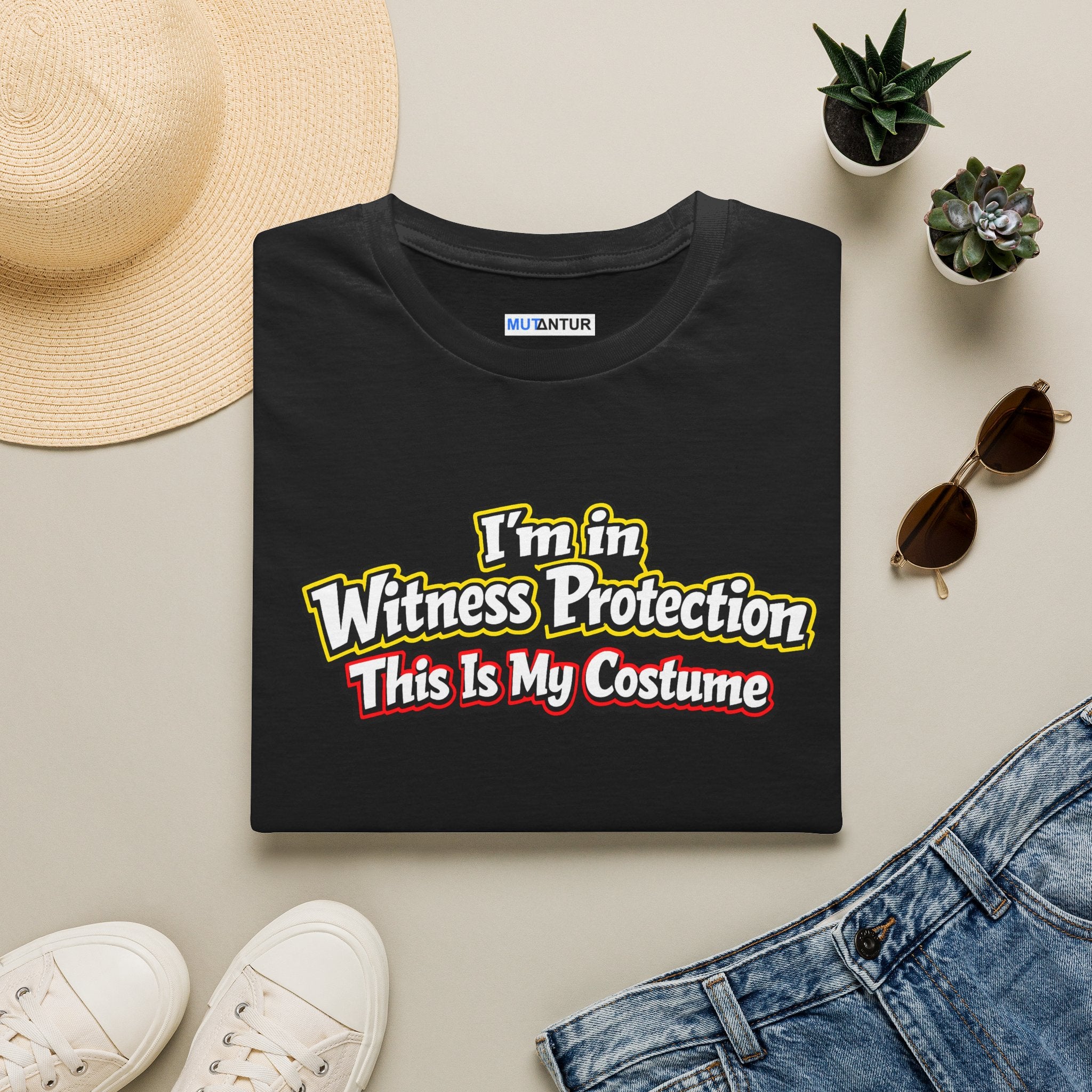 Witness Protection Costume T-Shirt — "I'm in Witness Protection This Is My Costume" Funny Halloween Graphic Tee