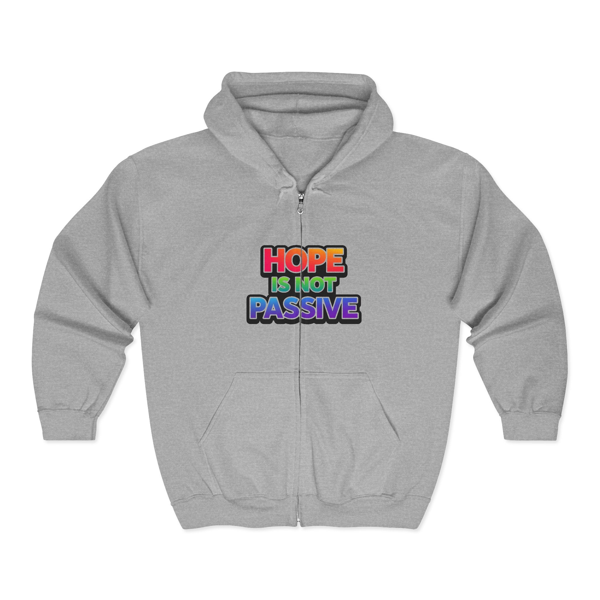 Hope Is Not Passive Hoodie | Rainbow Statement Graphic Pullover - Mutantur Labs LLC