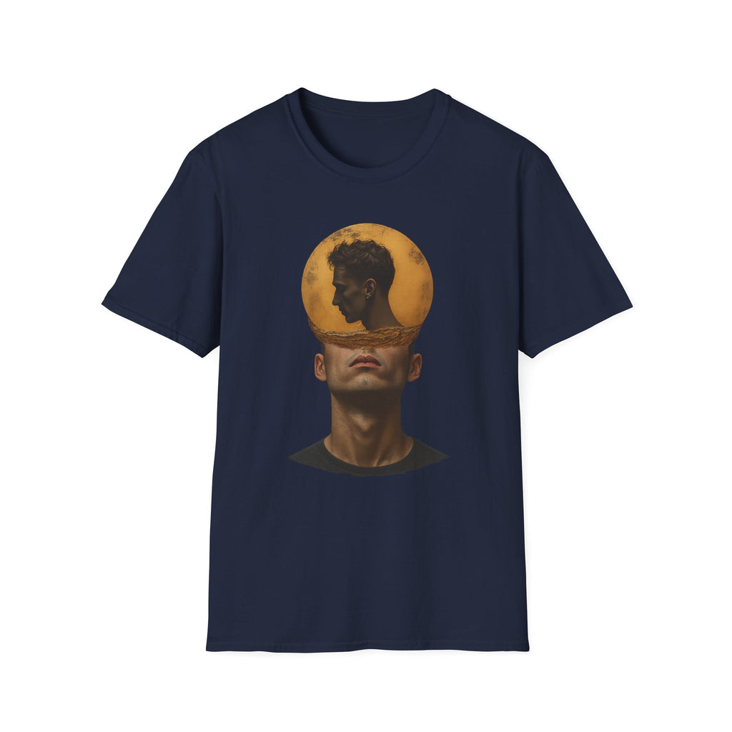 Surreal Double Portrait T-Shirt | Abstract Head Silhouette, Moon Circle - Mutantur Labs LLC