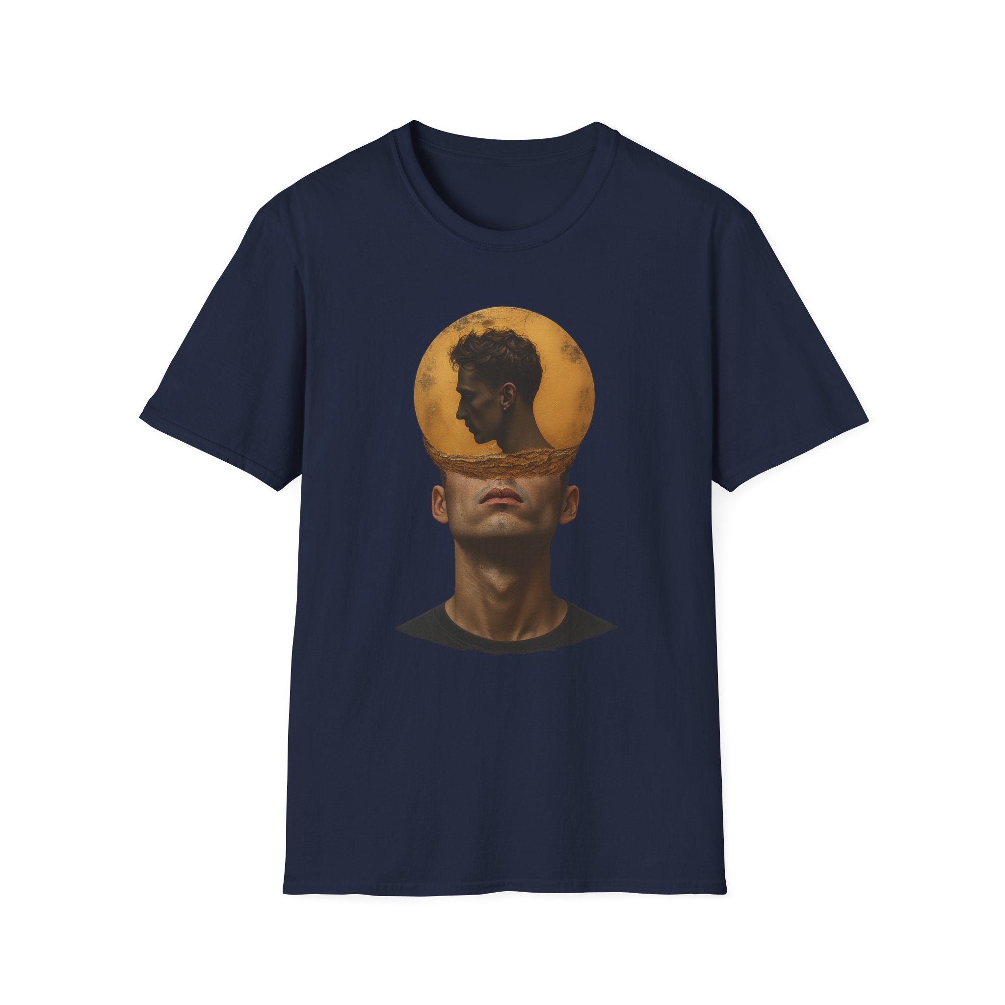 Surreal Double Portrait T-Shirt | Abstract Head Silhouette, Moon Circle - Mutantur Labs LLC