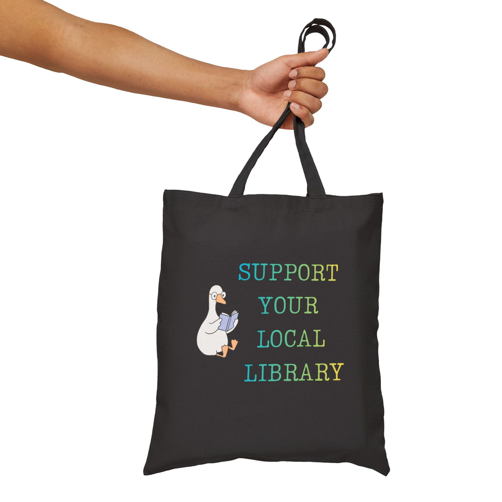 Support Your Local Library Canvas Book Tote Bag - Mutantur Labs LLC