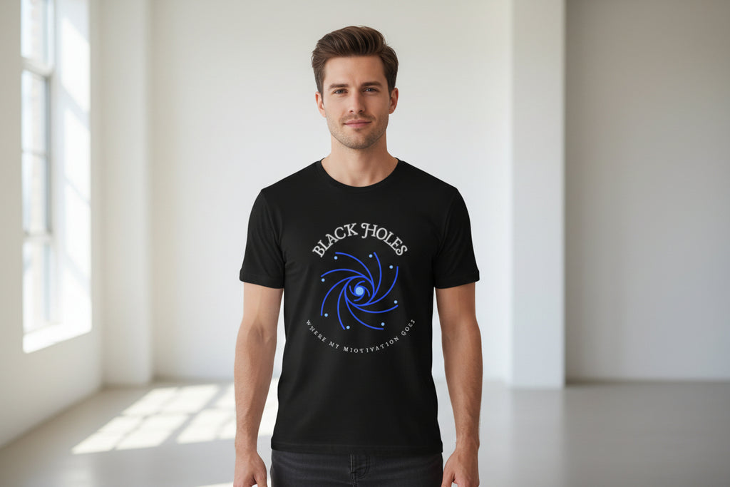 Black Holes Where My Motivation Goes graphic T-Shirt - Mutantur Labs LLC