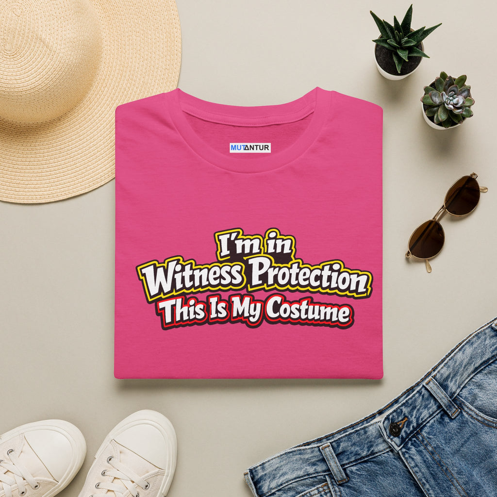 Witness Protection Costume T-Shirt — "I'm in Witness Protection This Is My Costume" Funny Halloween Graphic Tee