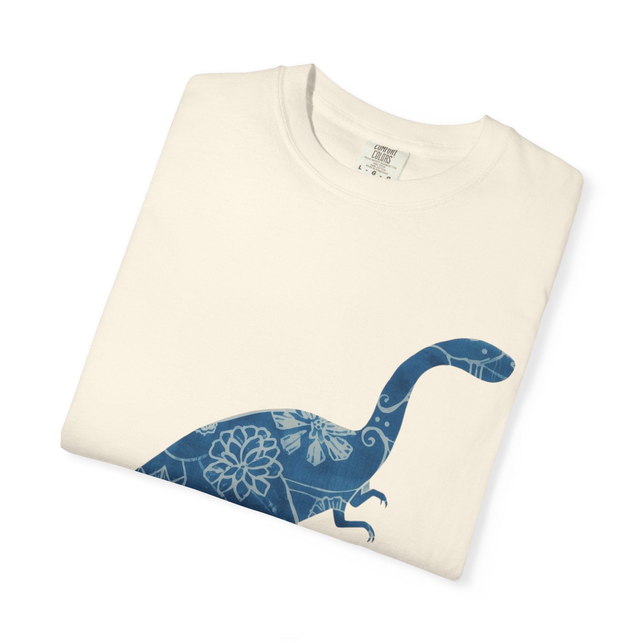 Blue Floral Dinosaur T-Shirt | Chinoiserie Brontosaurus Graphic Tee - Mutantur Labs LLC
