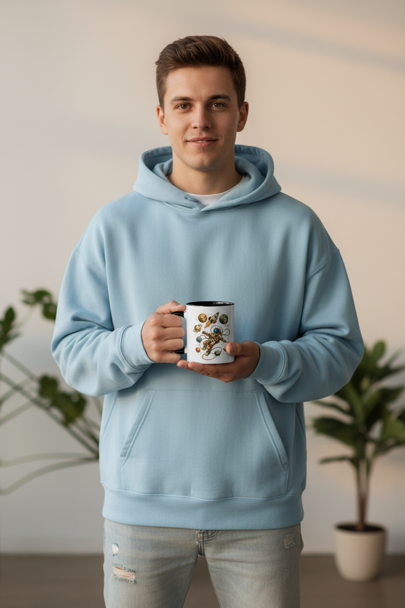Astronaut in Space Coffee Mug | Rocket Planets Solar System - Mutantur Labs LLC