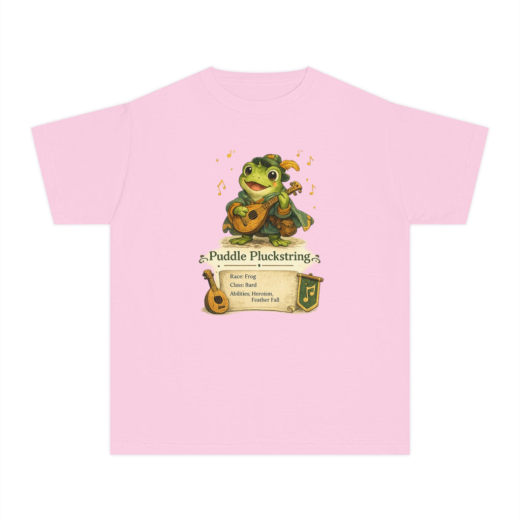 Puddle Pluckstring Frog Bard kids Character Tee