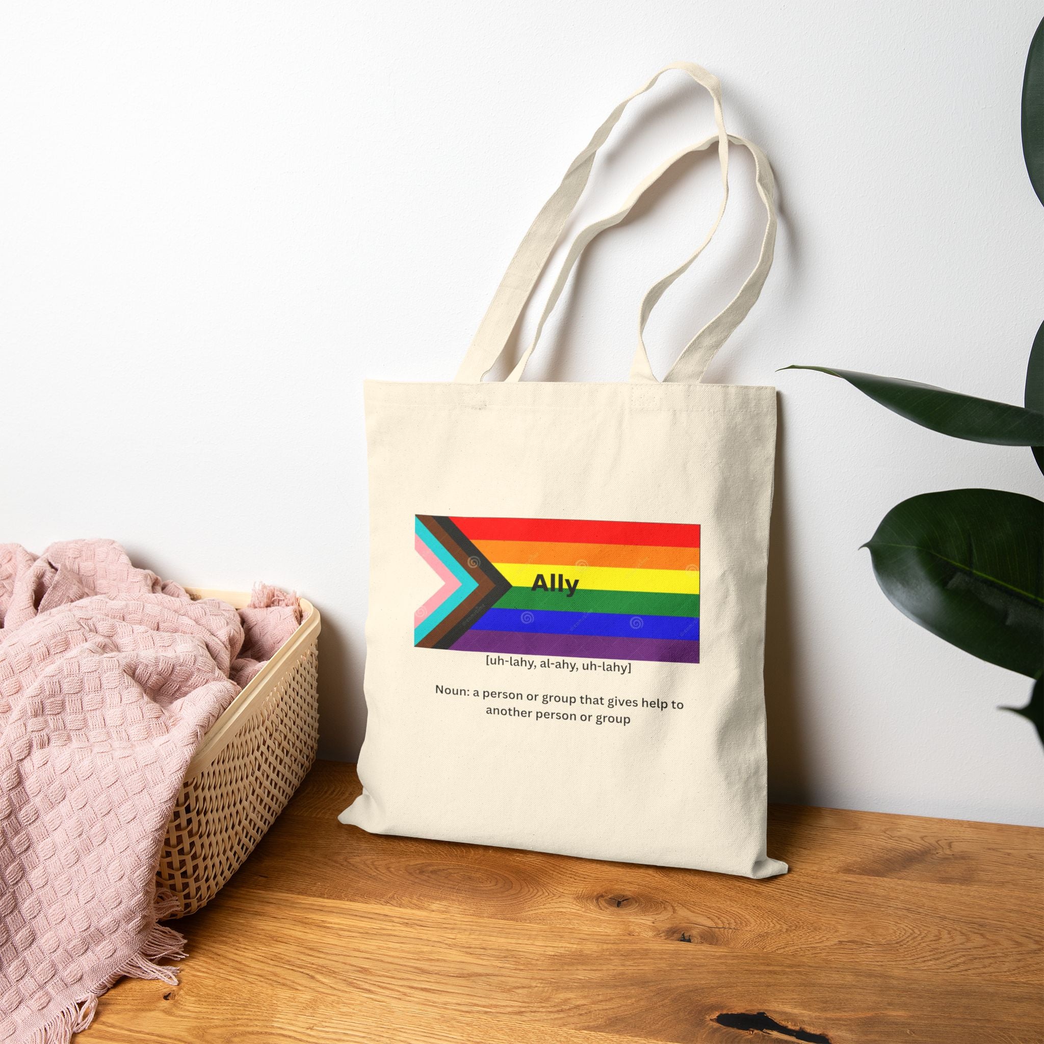 Ally Pride Tote Bag – Reusable Cotton Canvas LGBTQ+ Support Bag - Mutantur Labs LLC
