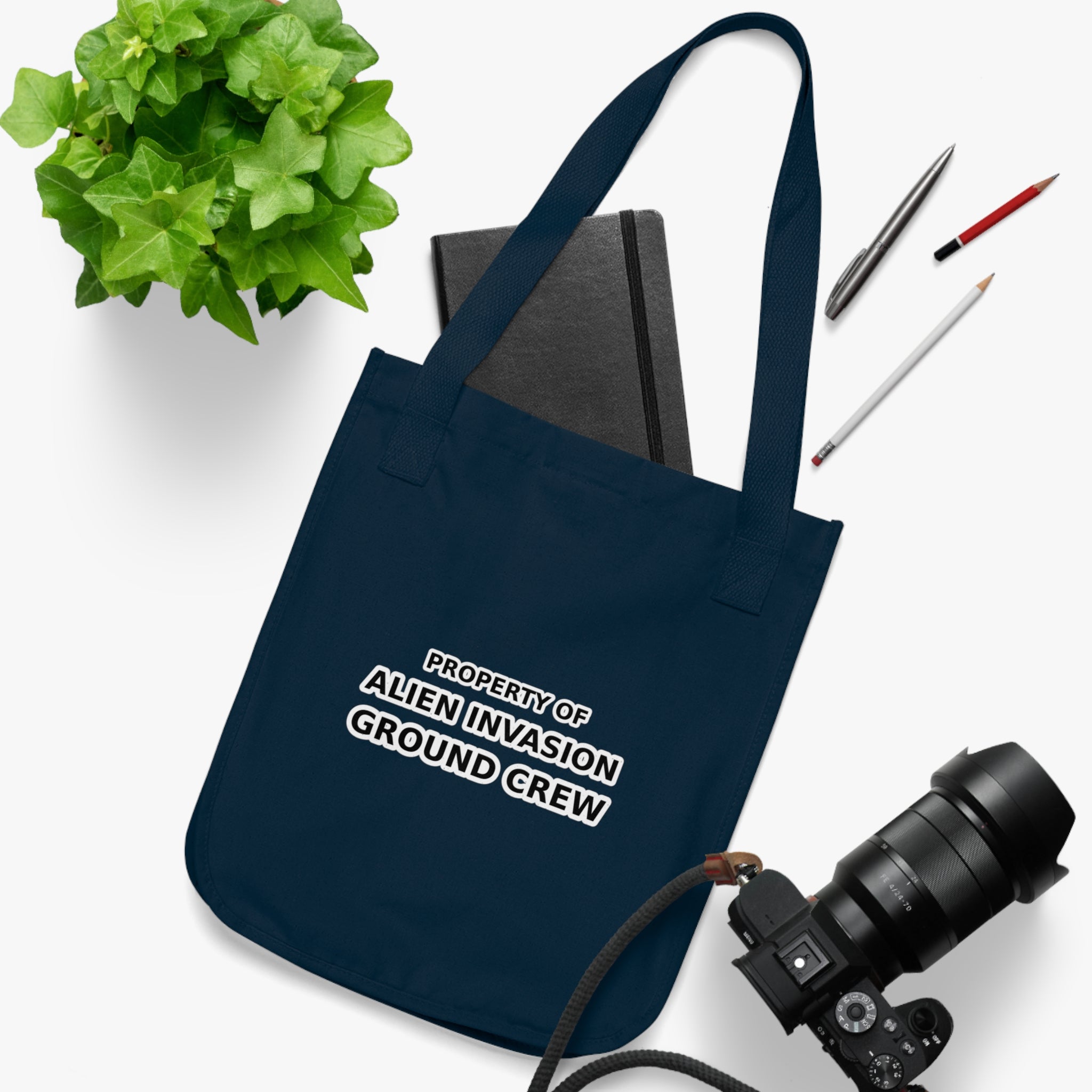 Property of Alien Invasion Ground Crew funny Organic Canvas Tote Bag - Mutantur Labs LLC