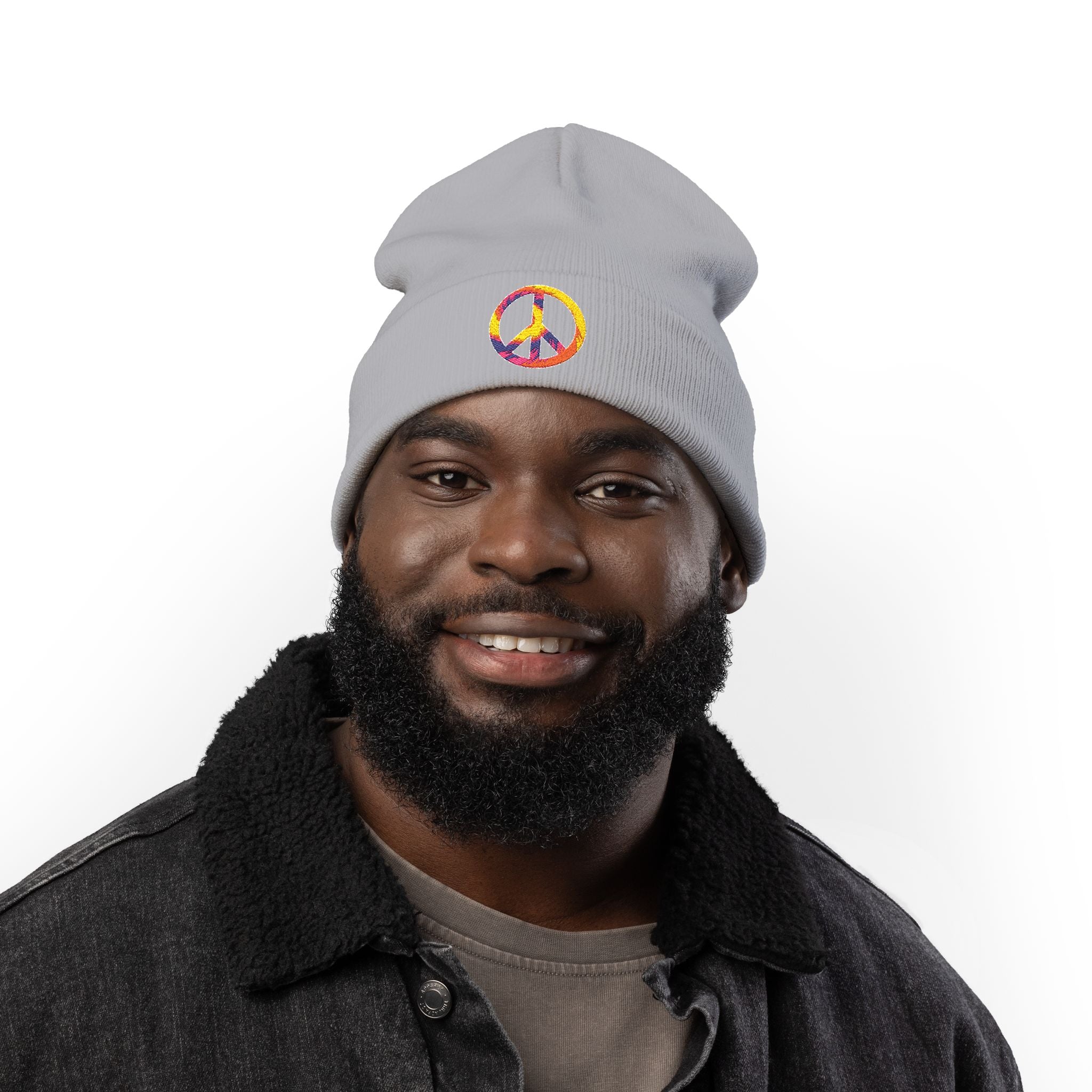 Embroidered Tie-Dye Peace Sign Beanie - Mutantur Labs LLC