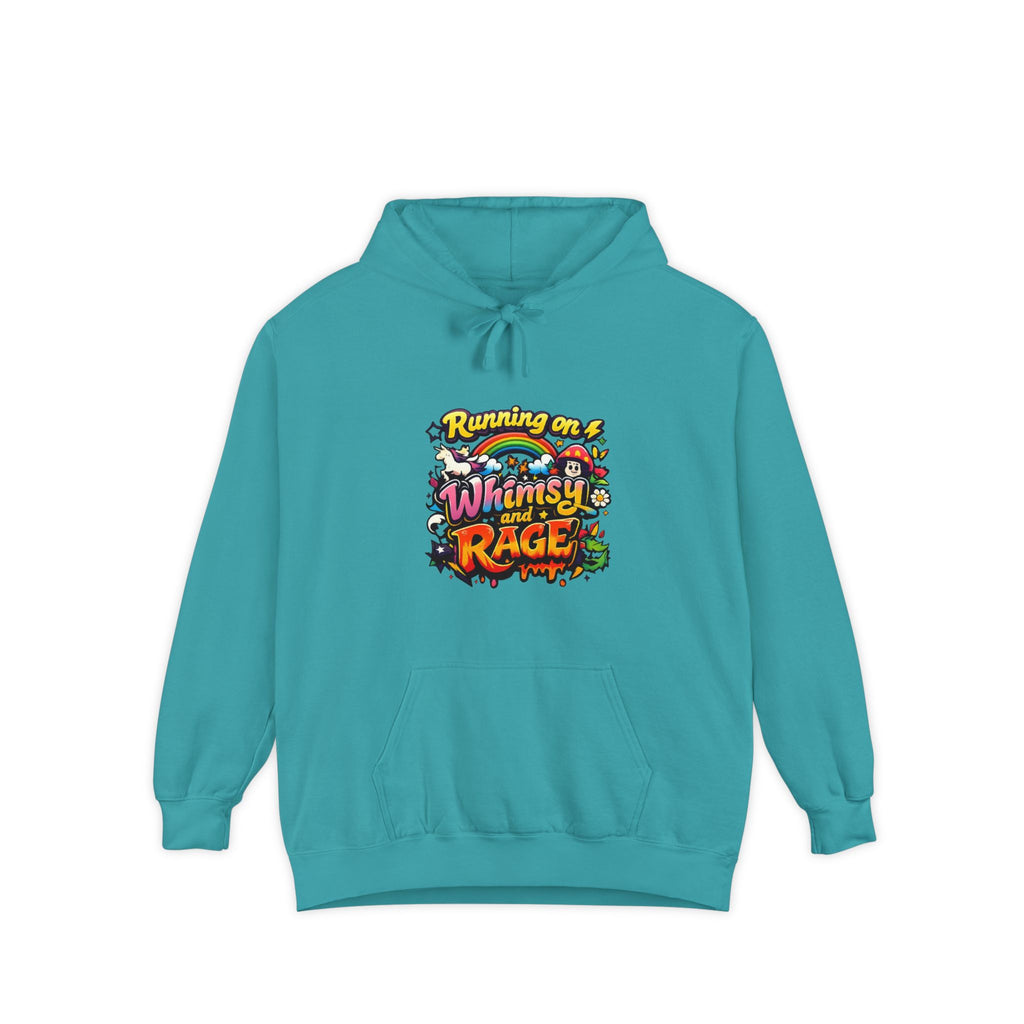 Hoodie — "Running on a Whimsy and Rage" Colorful Graphic Pullover