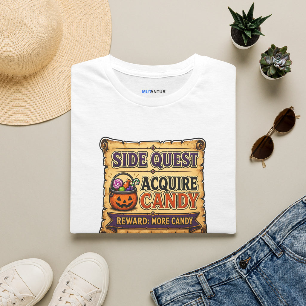 Halloween 'Side Quest: Acquire Candy' T-Shirt — Funny Gamer Pumpkin Candy Tee