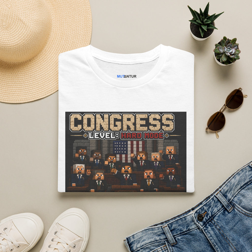 Congress Level: Hard Mode T-Shirt — Retro Pixel Political Game Tee