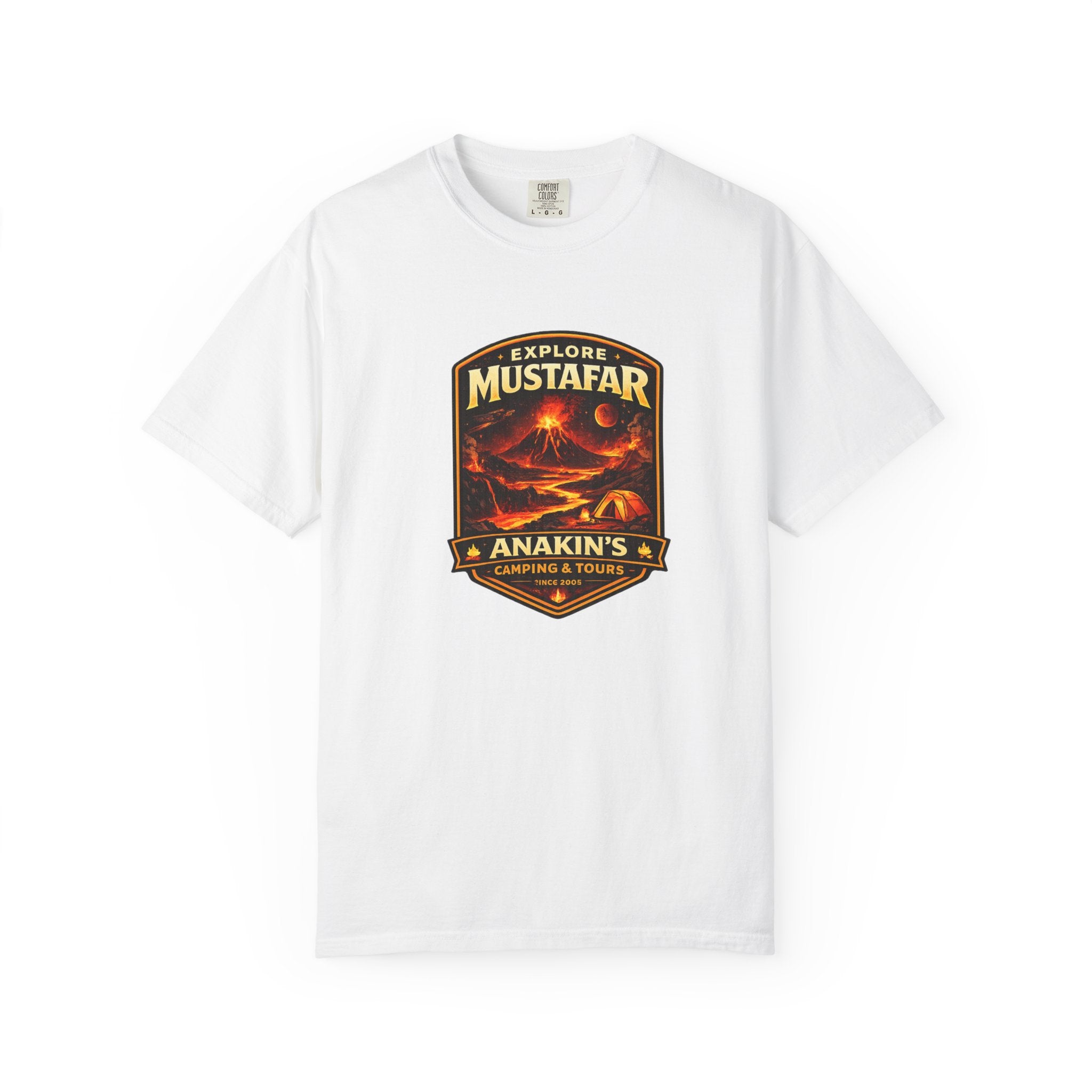 Mustafar Adventure T-Shirt — "Explore Mustafar: Anakin’s Camping & Tours" Graphic Tee - Mutantur Labs LLC