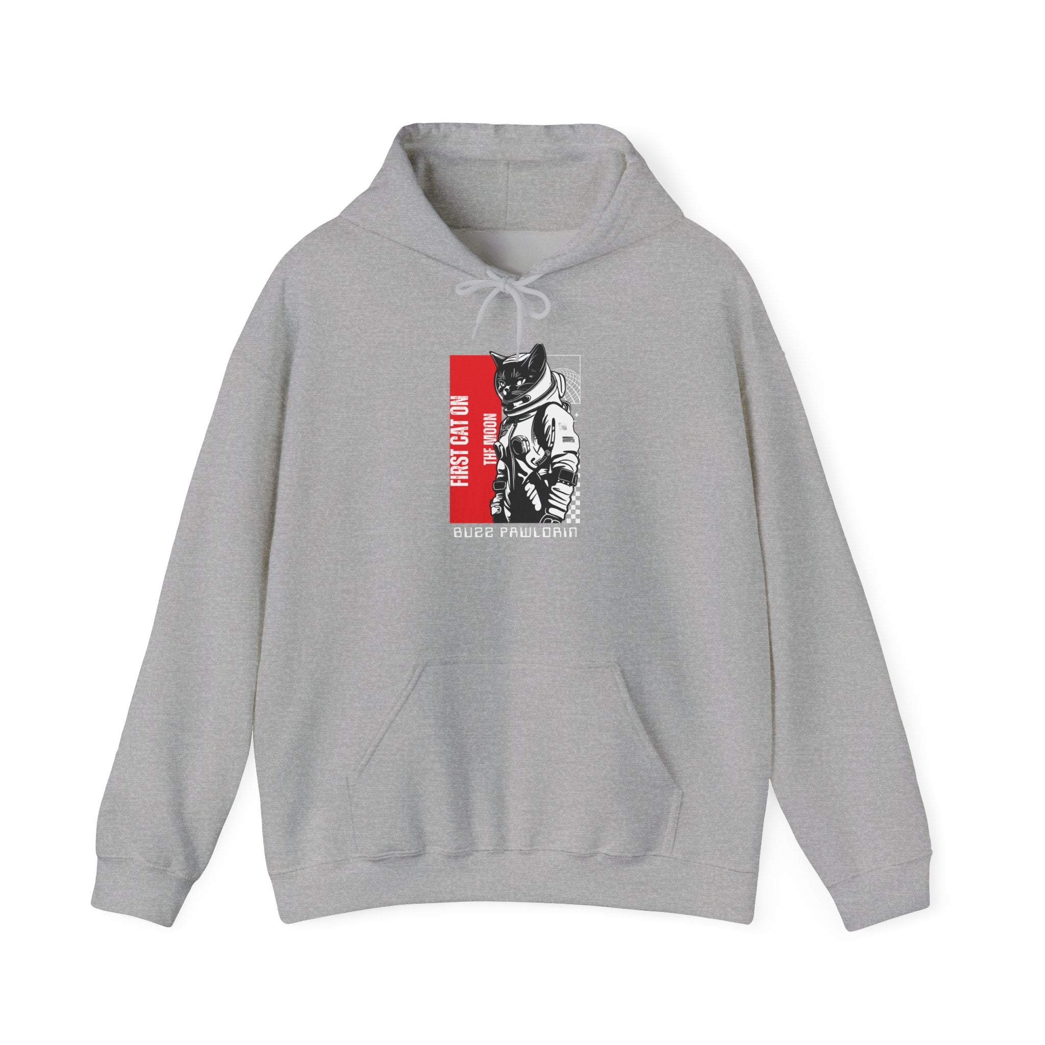 First Cat on the Moon Buzz Pawldrin Astronaut Graphic Unisex Hoodie, - Mutantur Labs LLC