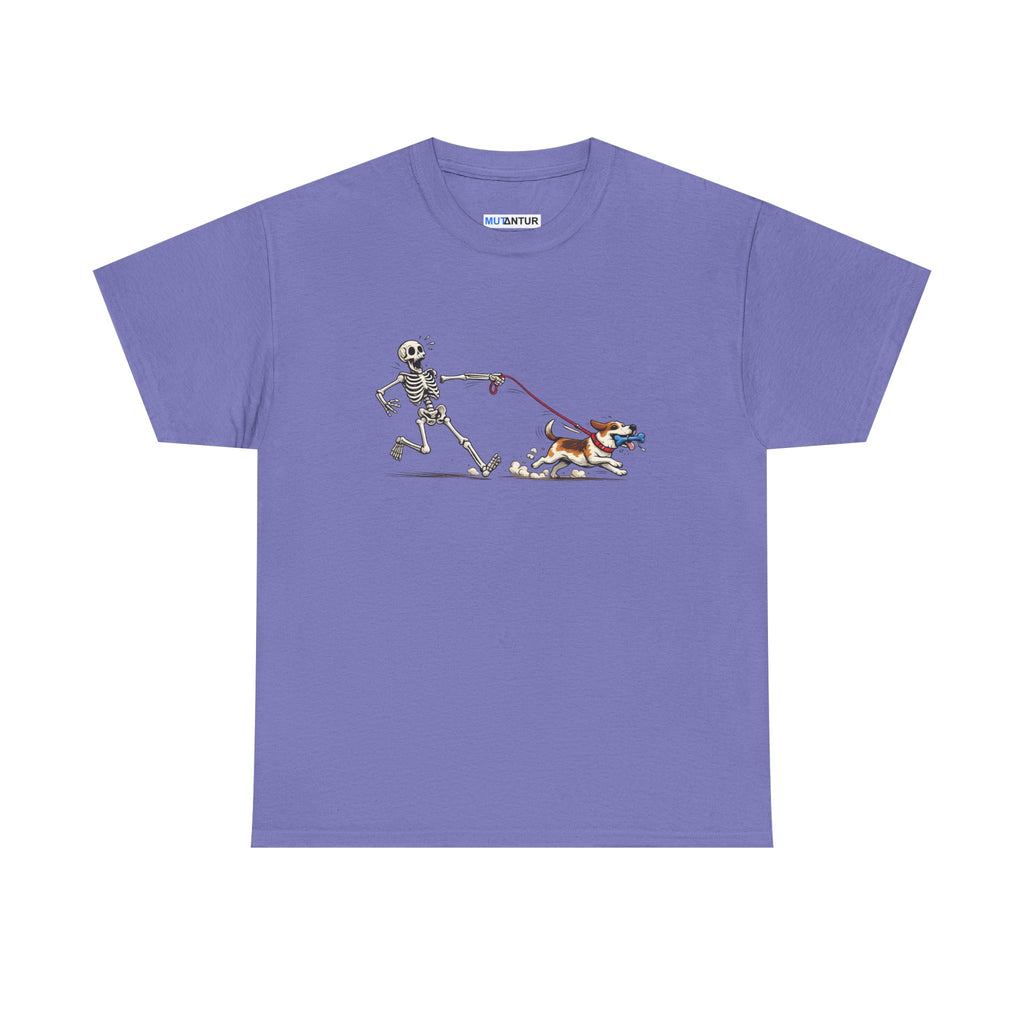 Skeleton Walking Dog T-Shirt | Funny Halloween Pet Graphic Tee - Mutantur Labs LLC
