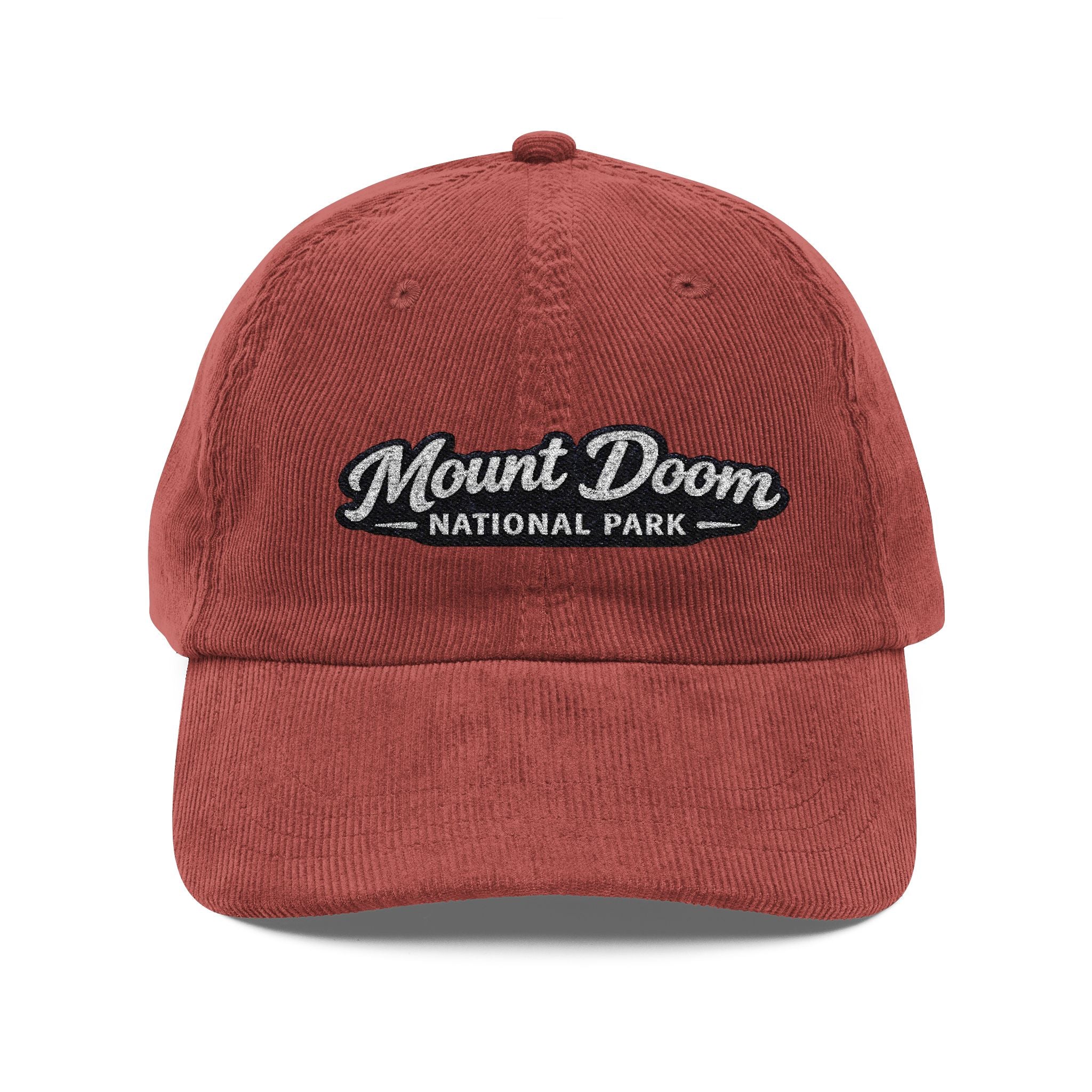 Mount Doom National Park Corduroy Cap — Vintage Embroidered Baseball Hat - Mutantur Labs LLC