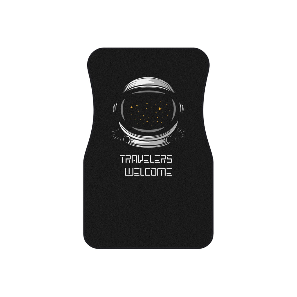 Car Mats Astronaut Helmet 'Travelers Welcome' | Set of 4 black car mats - Mutantur Labs LLC