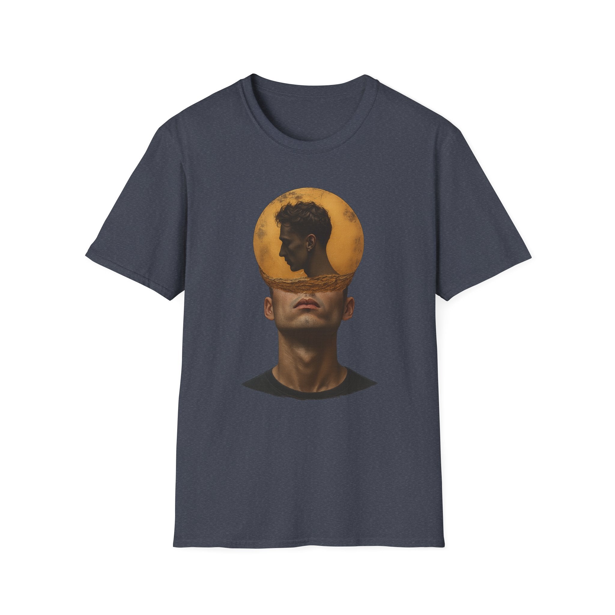 Surreal Double Portrait T-Shirt | Abstract Head Silhouette, Moon Circle - Mutantur Labs LLC