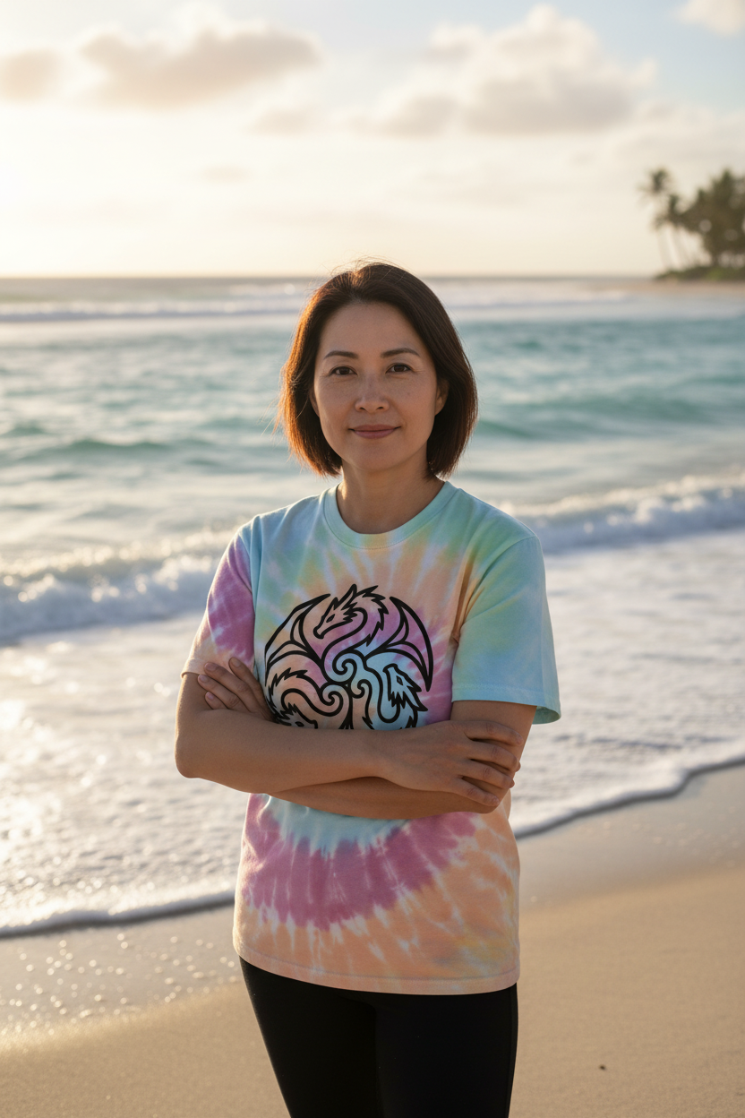 Dragon Triskele Spiral Tie-Dye T-Shirt | Celtic Dragon Symbol Tee