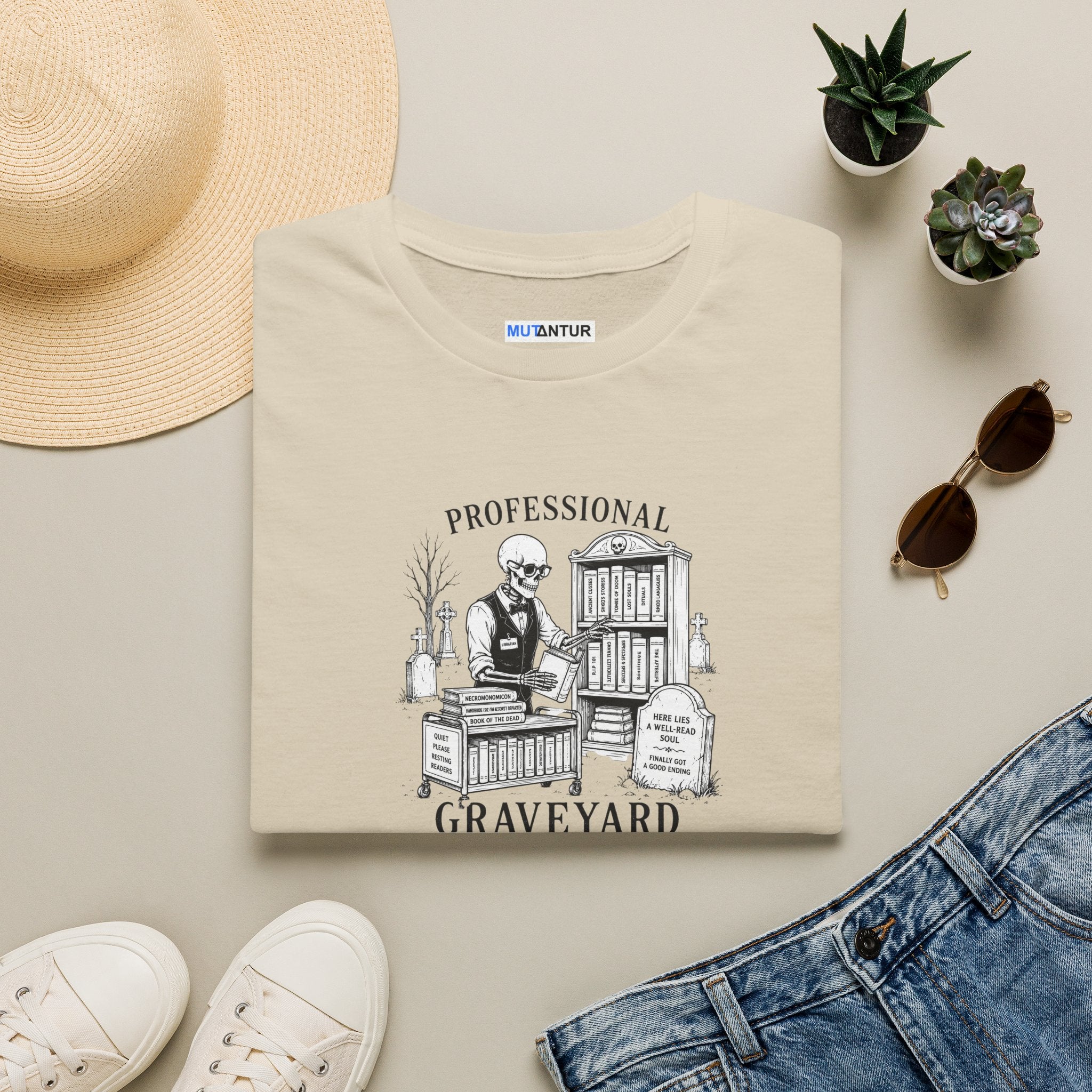 Professional Graveyard Librarian T-Shirt — Funny Gothic Halloween Graphic Tee