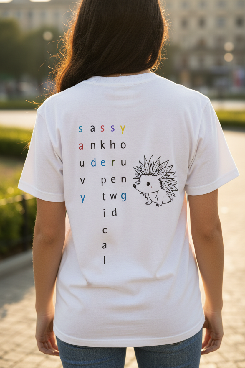 Sassy hedgehog Tee — Minimal Cute Graphic T-Shirt - Mutantur Labs LLC