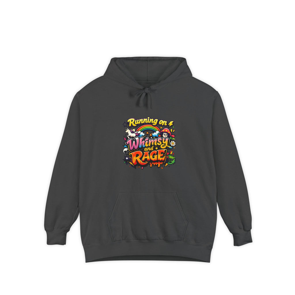 Hoodie — "Running on a Whimsy and Rage" Colorful Graphic Pullover