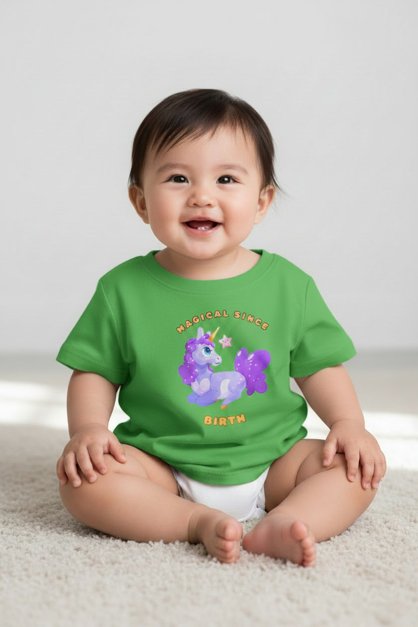 Infant Tee — "Magical Since Birth" Cute Purple Unicorn Baby Shirt - Mutantur Labs LLC