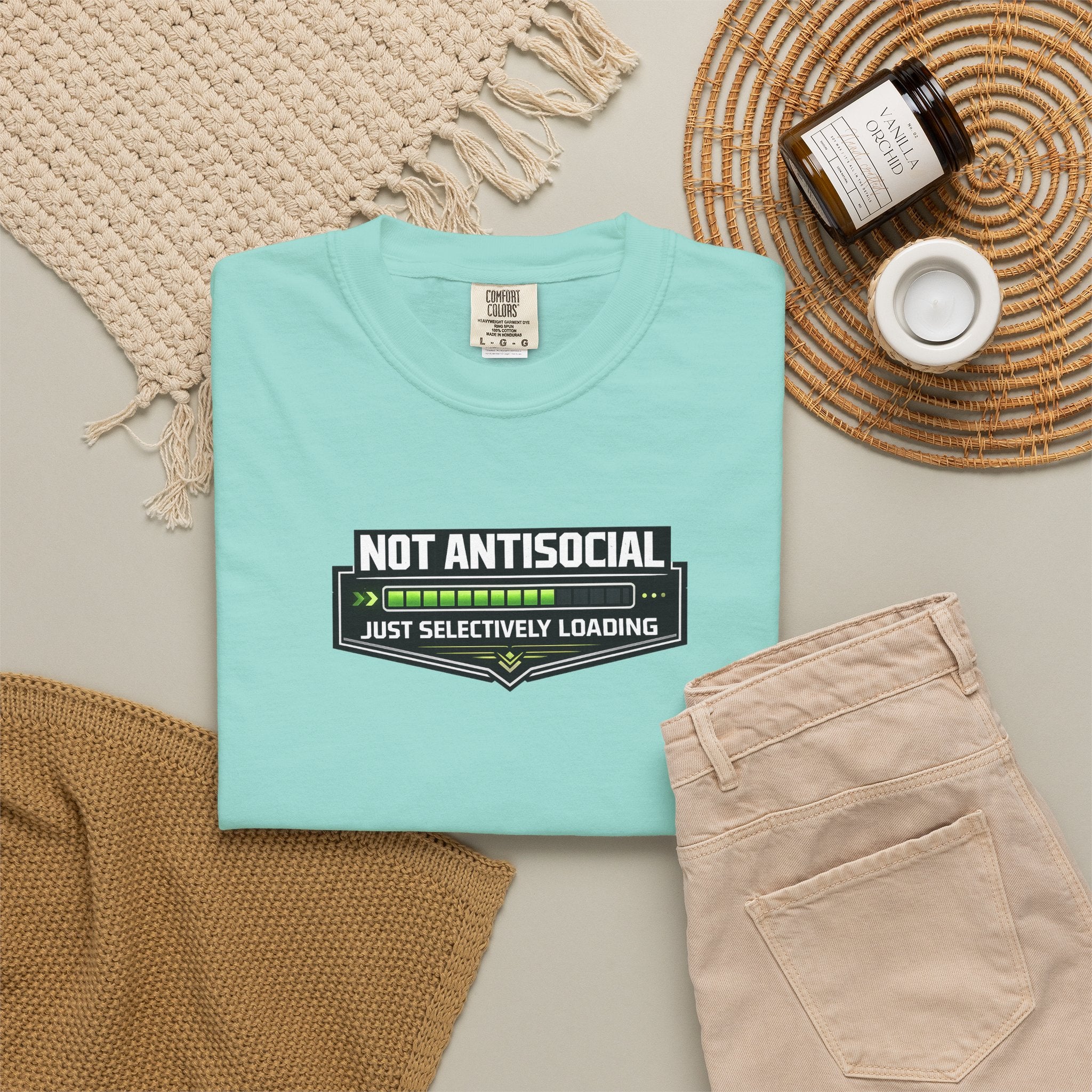 Not Antisocial T-Shirt — "Just Selectively Loading" Graphic Comfort Colors Tee