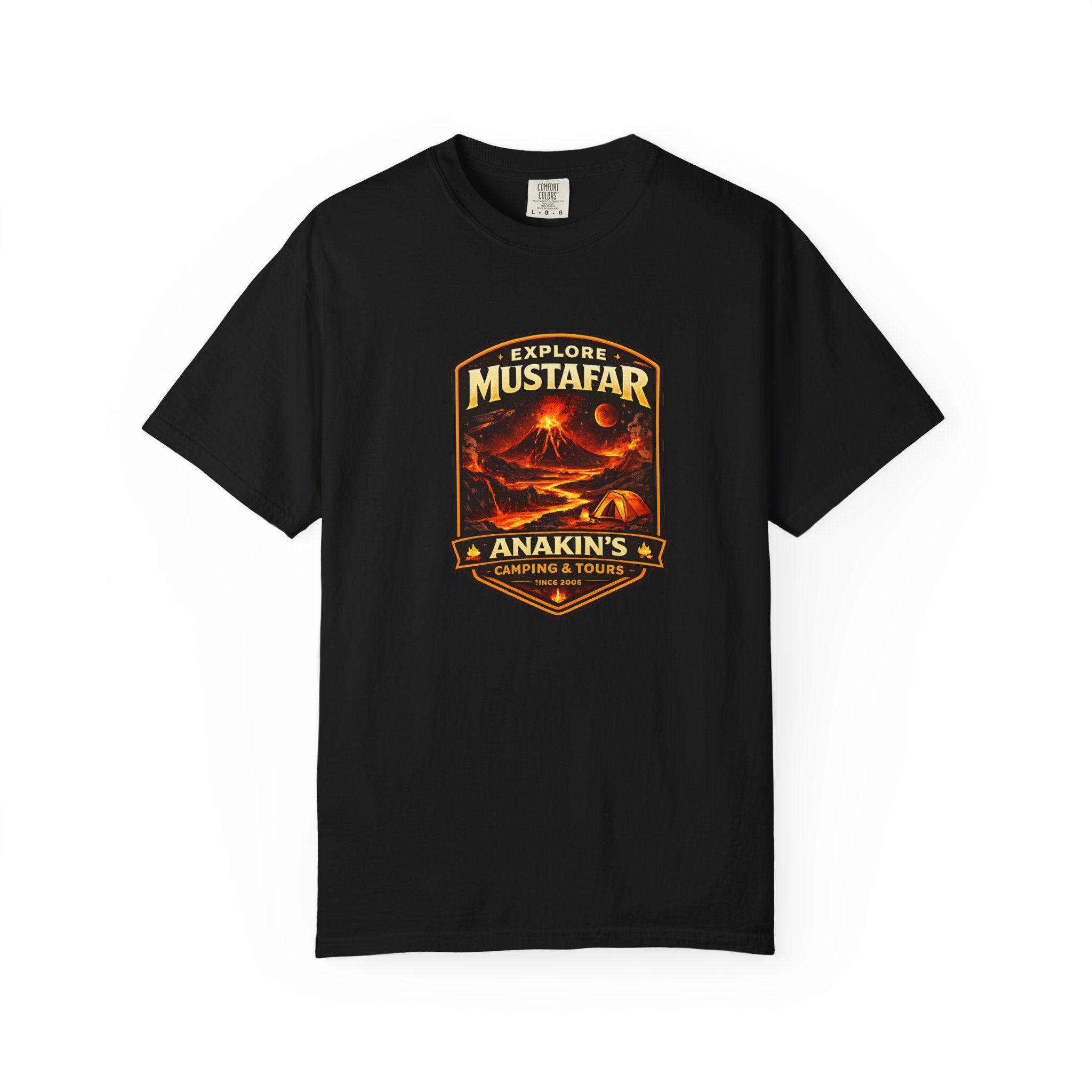 Mustafar Adventure T-Shirt — "Explore Mustafar: Anakin’s Camping & Tours" Graphic Tee - Mutantur Labs LLC