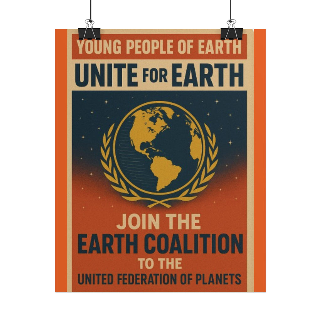 Vintage Earth Coalition Poster – Retro Sci-Fi Wall Art Gift for Space Fans - Mutantur Labs LLC