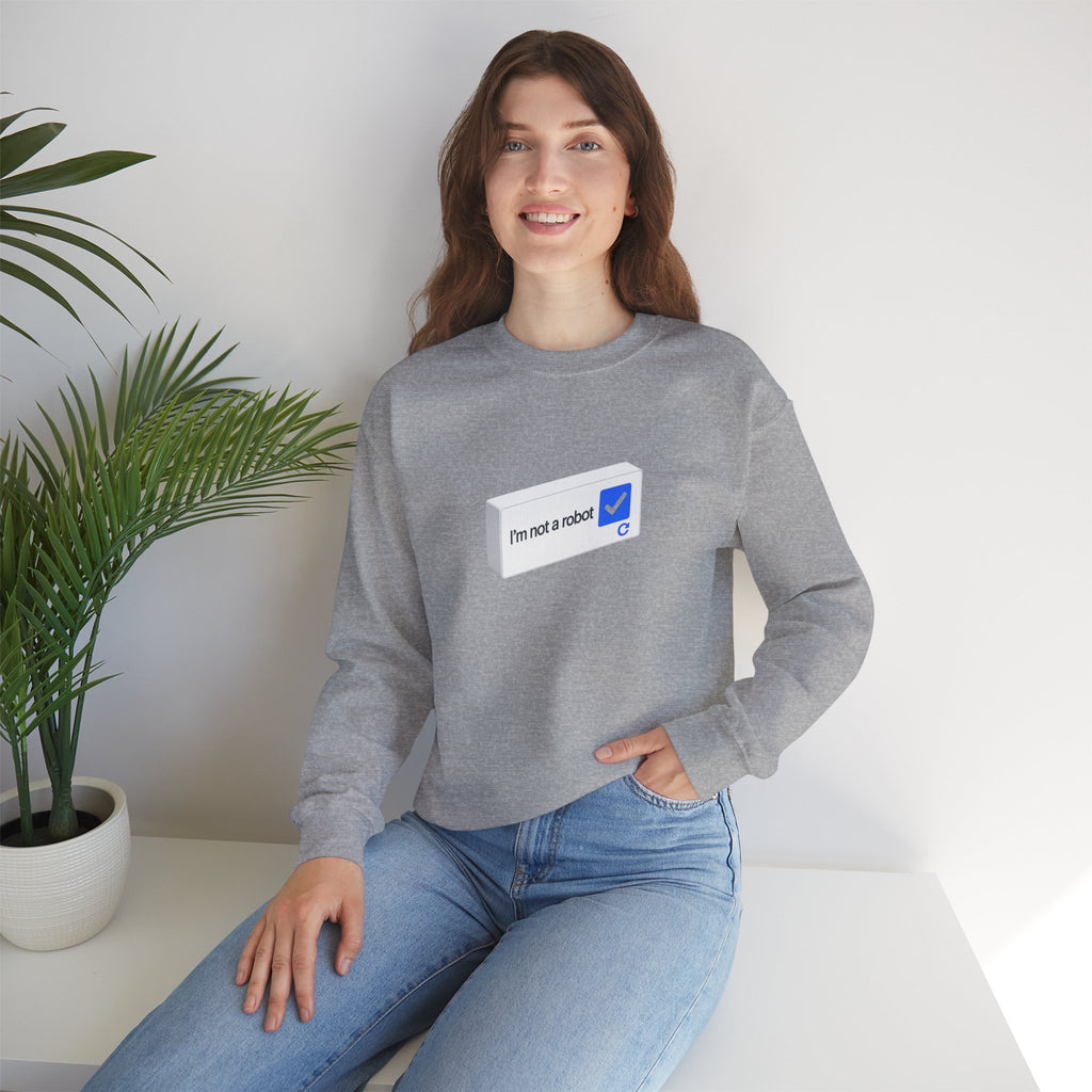 I'm Not a Robot checkbox graphic Sweatshirt | CAPTCHA humor - Mutantur Labs LLC