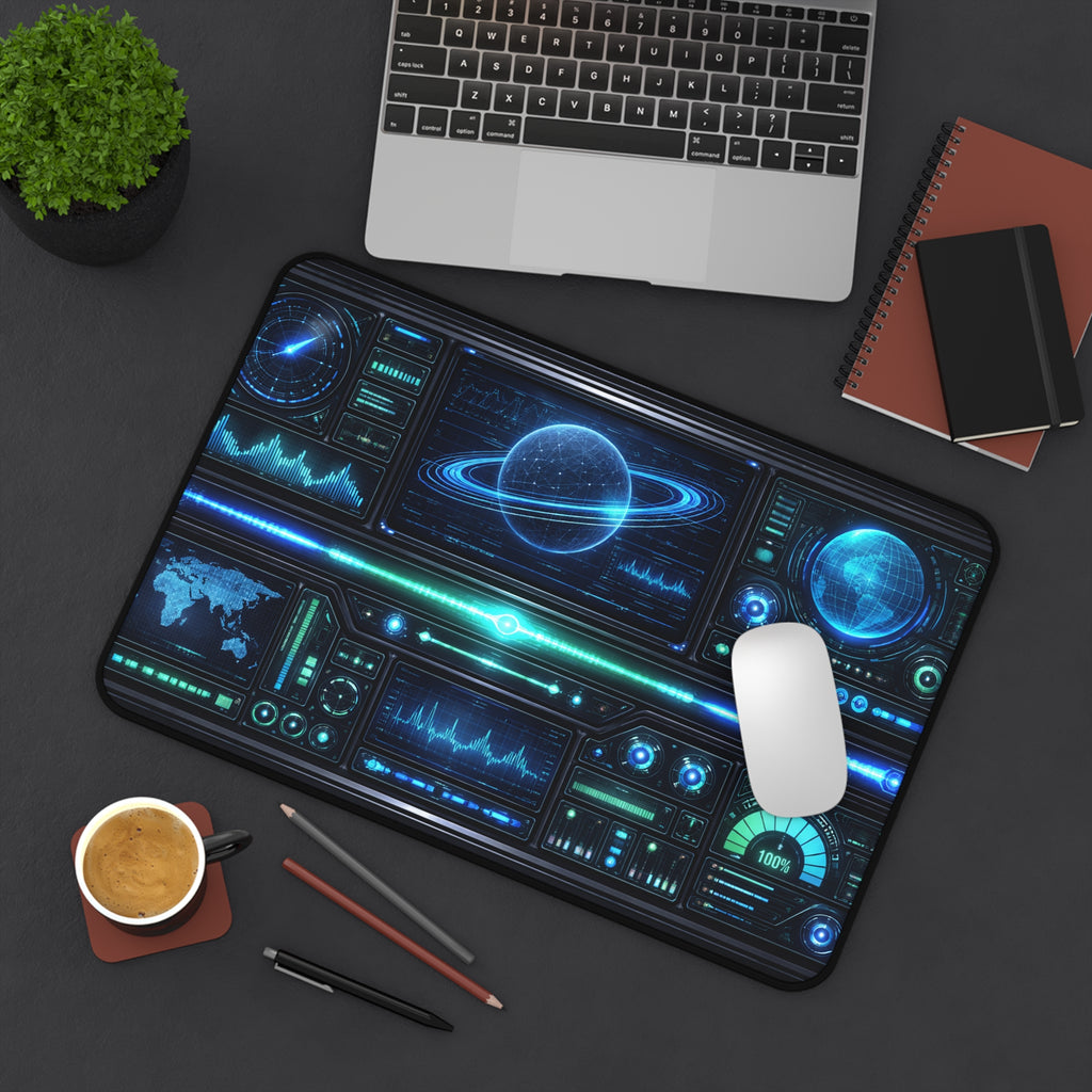 Galactic HUD Desk Mat — Sci‑Fi Space Control Station Mousepad - Mutantur Labs LLC