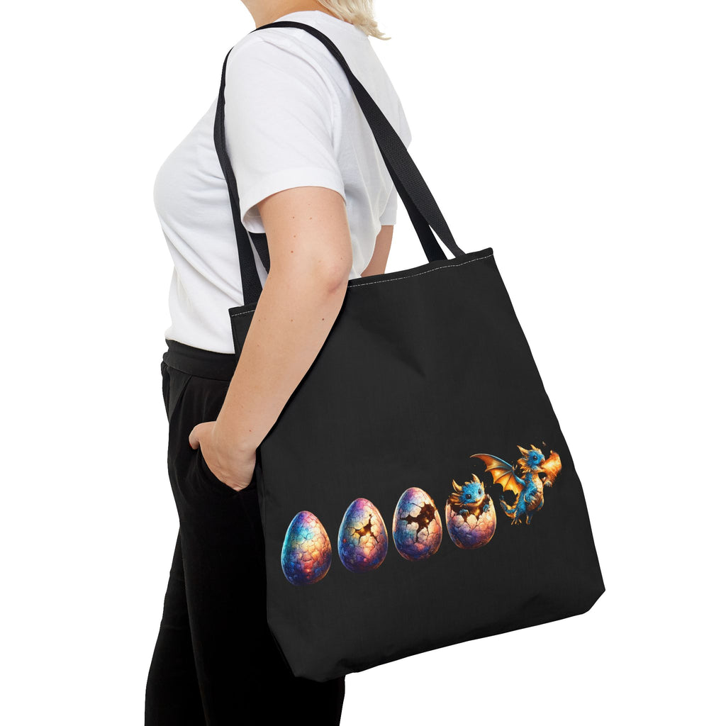 Dragon Hatchling Tote Bag | Cute Baby Dragon Hatching from Egg Fantasy Bag - Mutantur Labs LLC