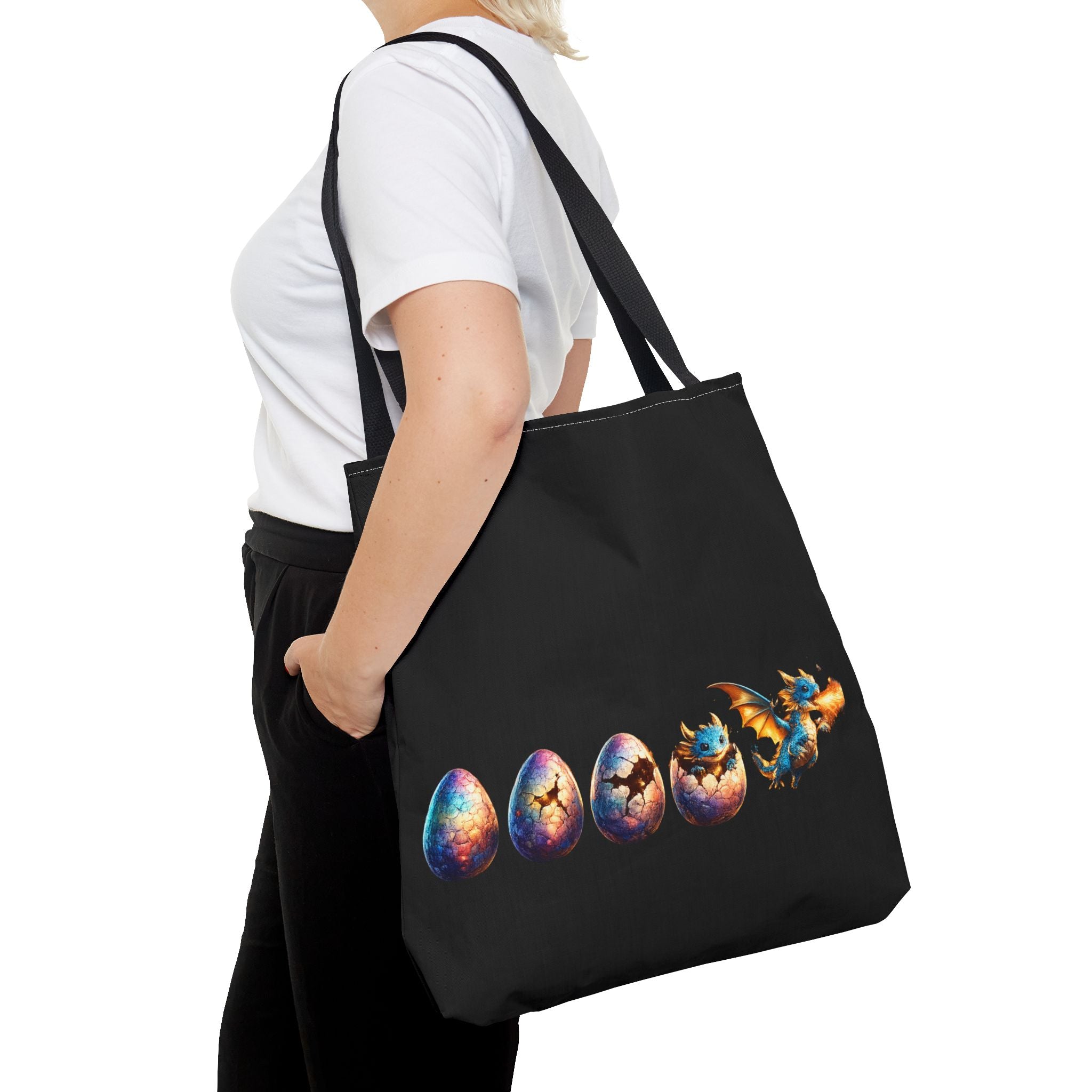 Dragon Hatchling Tote Bag | Cute Baby Dragon Hatching from Egg Fantasy Bag - Mutantur Labs LLC