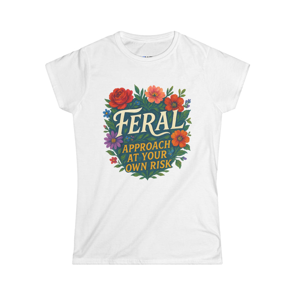 Feral Approach At Your Own Risk tee | Floral badge design - Mutantur Labs LLC