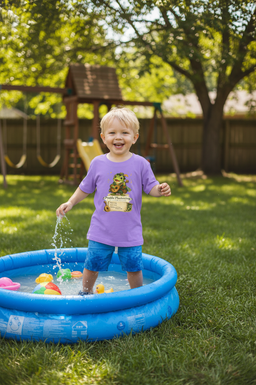 Puddle Pluckstring Frog Bard kids Character Tee