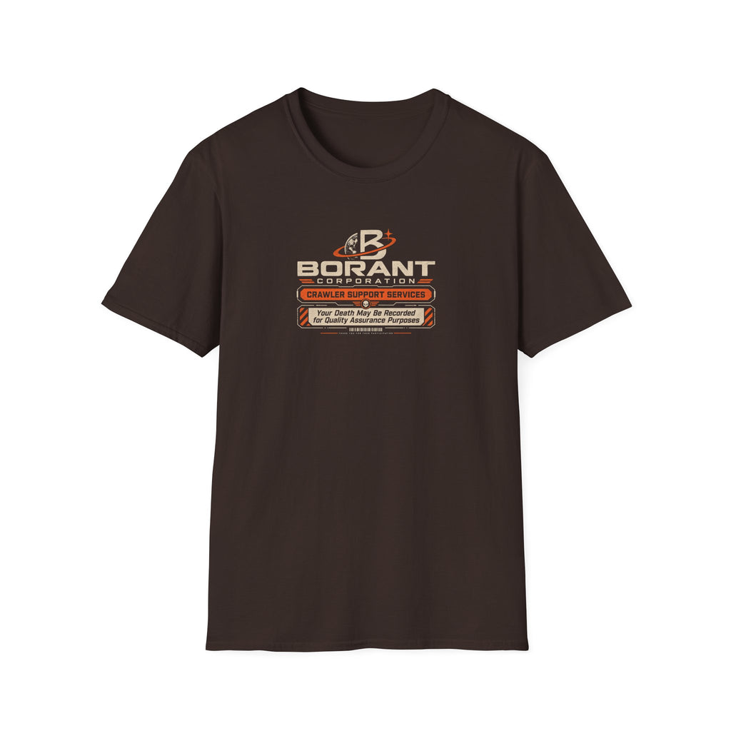 Borant Corporation Crawler Support Services T-Shirt — 'Your Death May Be Recorded' Retro Sci‑Fi Tee