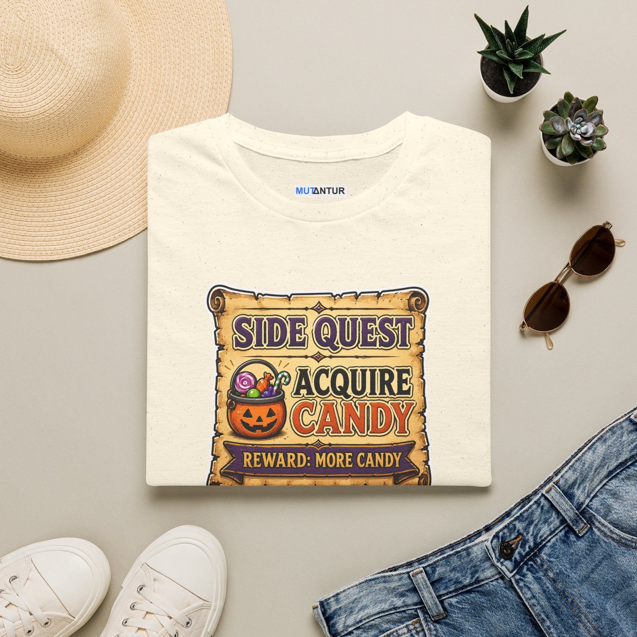 Halloween 'Side Quest: Acquire Candy' T-Shirt — Funny Gamer Pumpkin Candy Tee