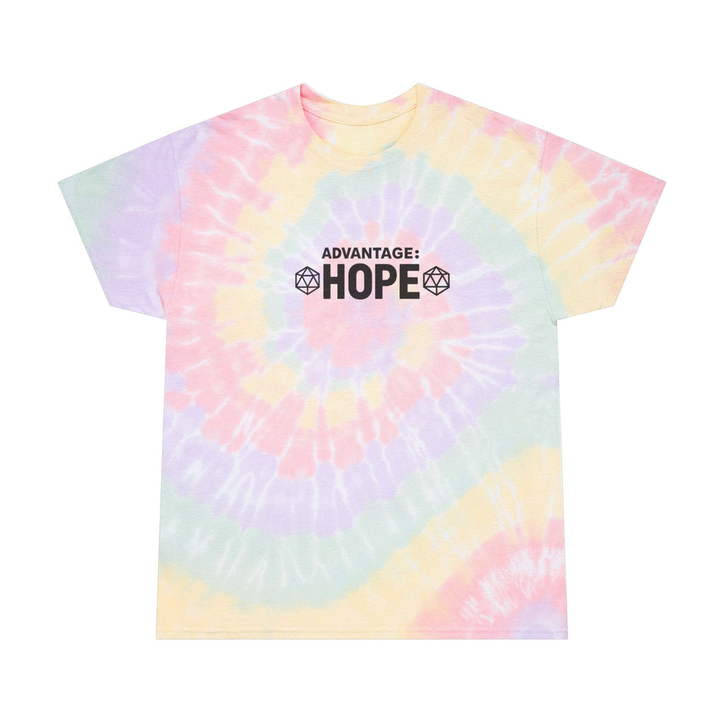 Spiral Pastel Tie-Dye Advantage: HOPE Graphic Tee | RPG-Inspired Optimism T-Shirt